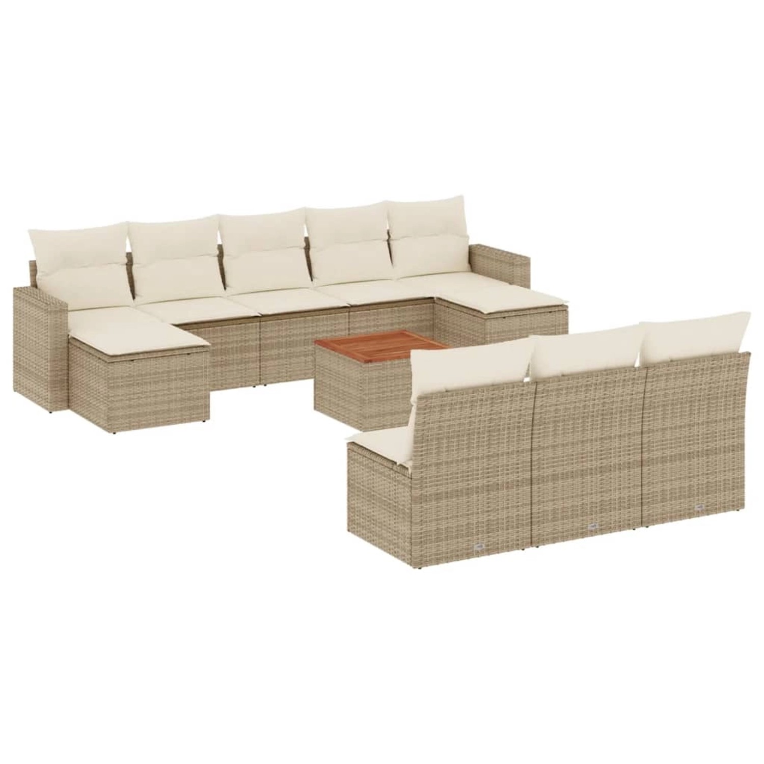 vidaXL 11-Tlg Garten-Sofagarnitur mit Kissen Beige Poly Rattan 3256660 günstig online kaufen