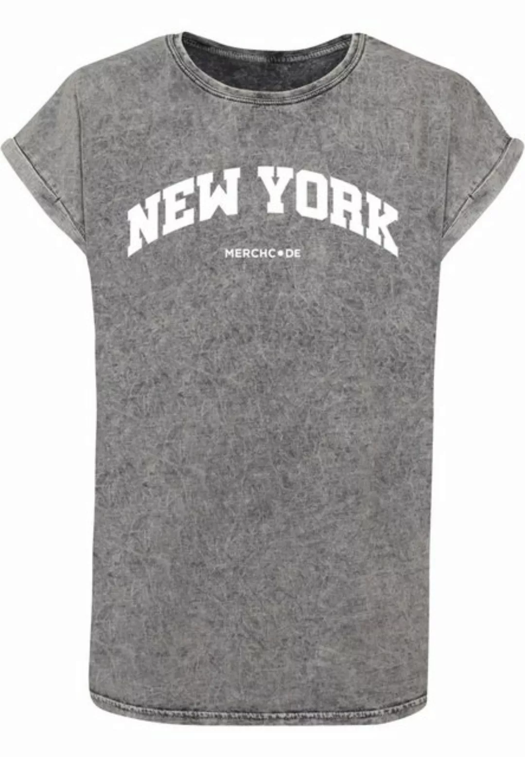 Merchcode T-Shirt Merchcode Damen Ladies New York Wording - Acid Washed T-S günstig online kaufen