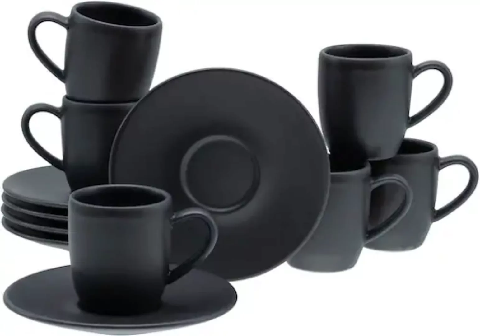 CreaTable Espressotassen-Set Soft Touch schwarz Steinzeug 12 tlg. günstig online kaufen