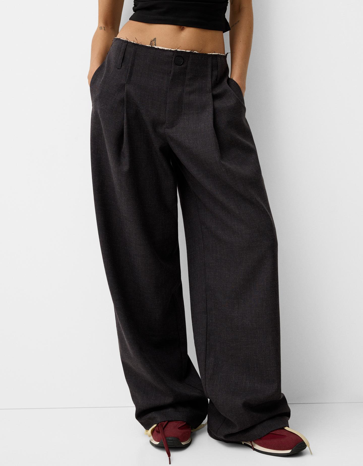 Bershka Tailoring-Hose Damen 40 Grau günstig online kaufen