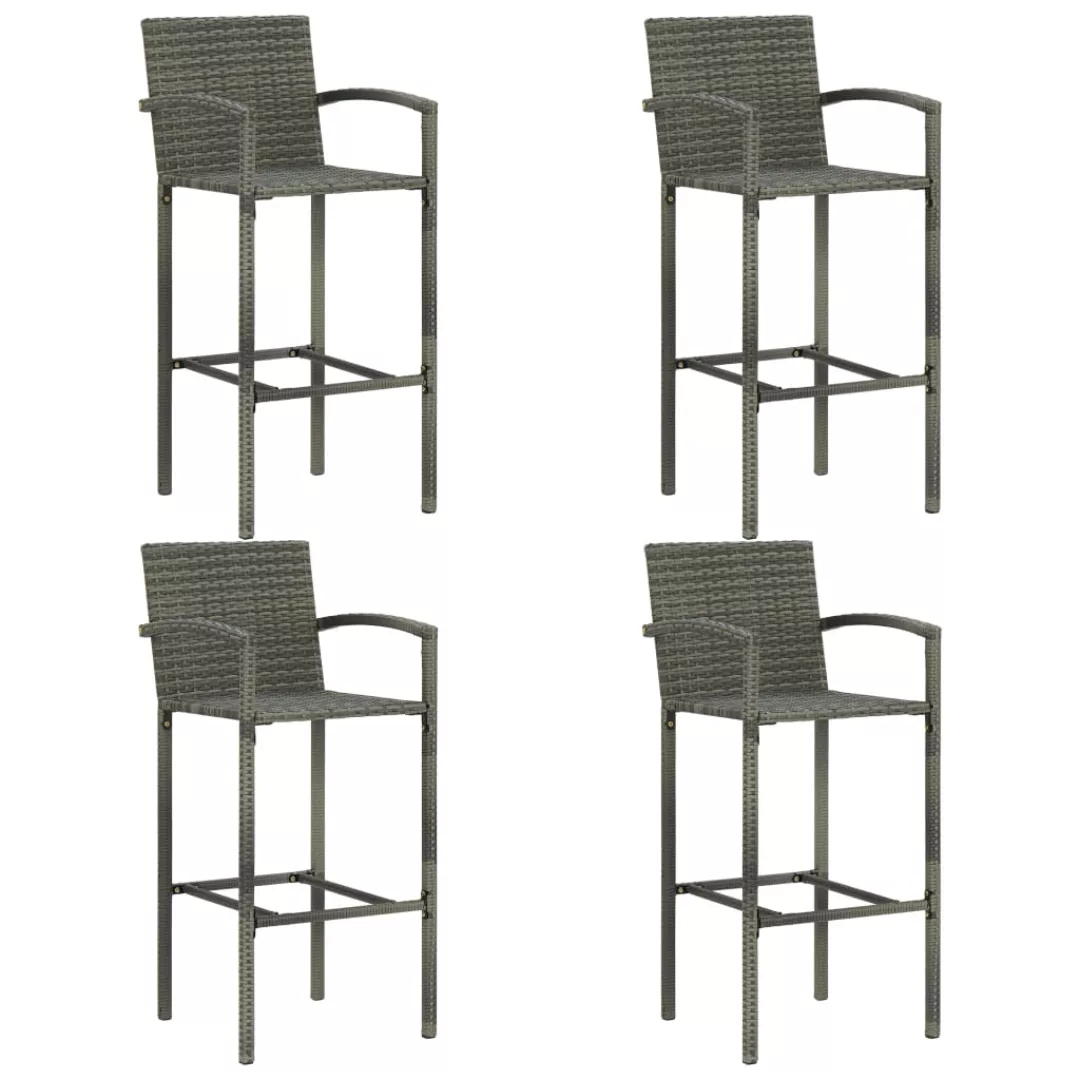 5-tlg. Garten-bar-set Mit Armlehnen Poly Rattan Grau günstig online kaufen