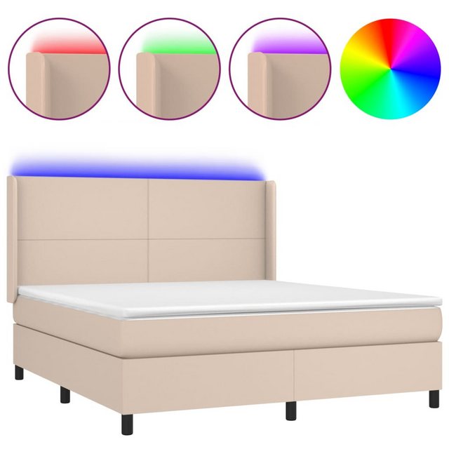 vidaXL Boxspringbett Boxspringbett mit Matratze und LED Kunstleder (160 x 2 günstig online kaufen