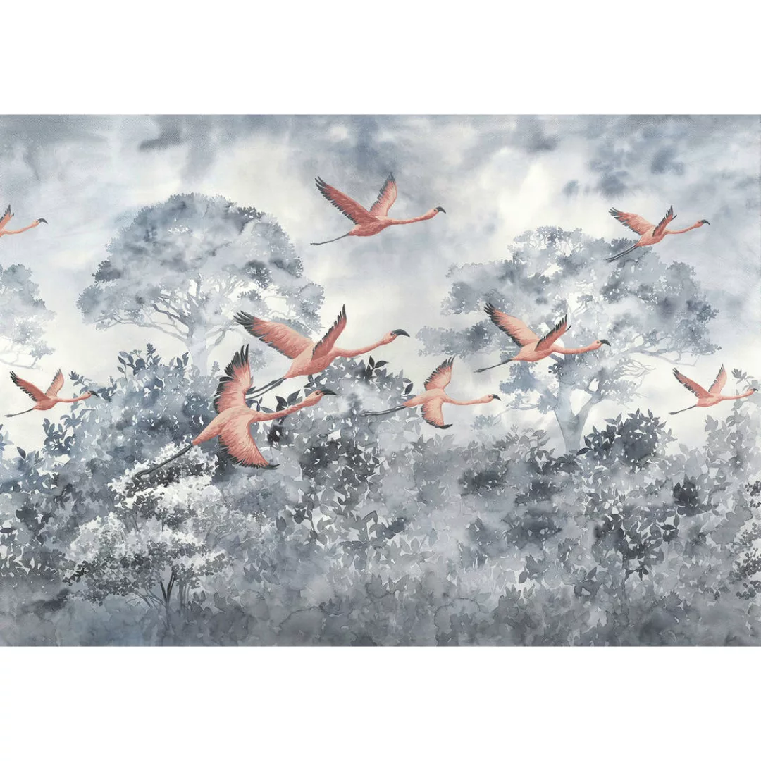 Sanders & Sanders Fototapete Flamingos Blaugrau und Rosa 400 x 280 cm 61204 günstig online kaufen