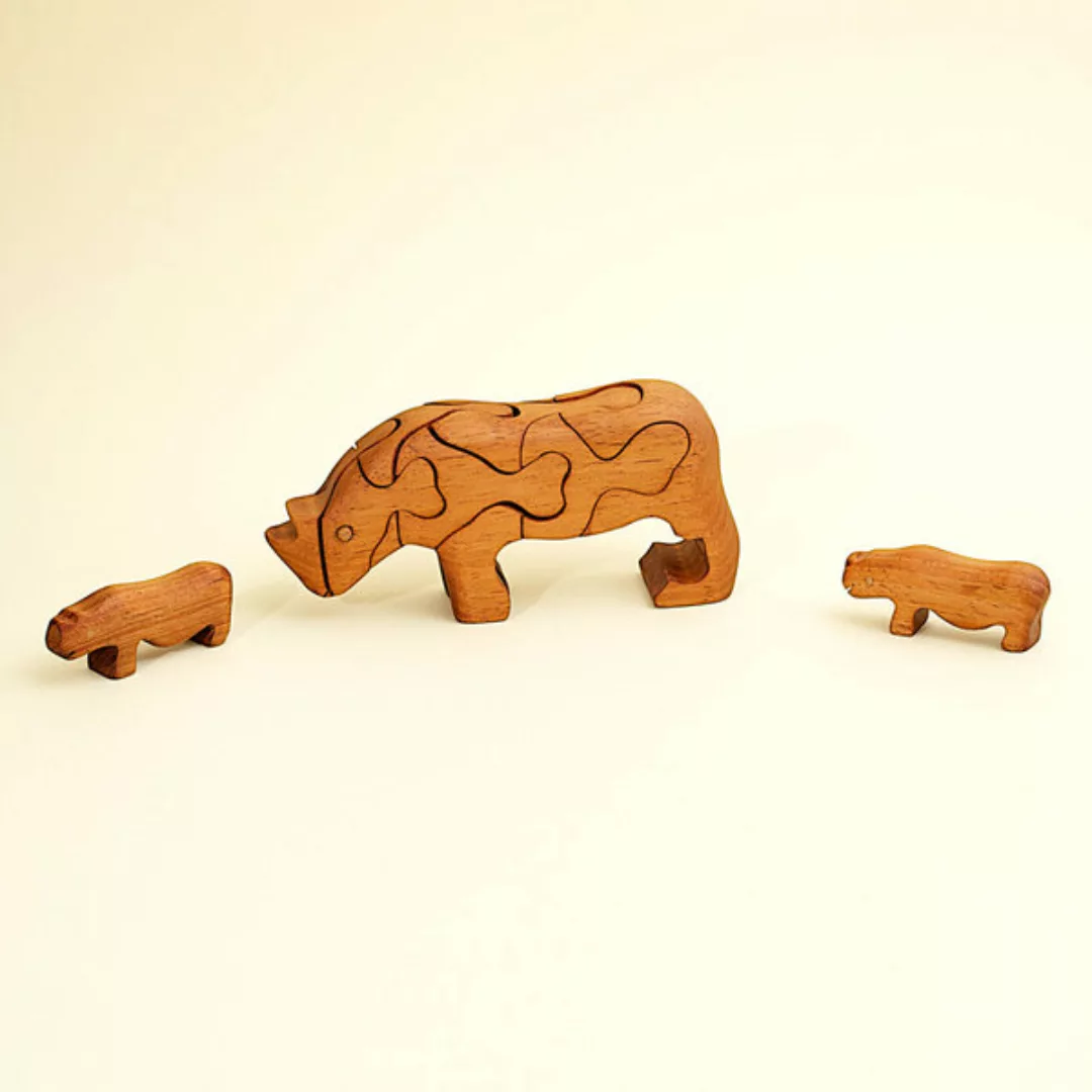 3d Holzpuzzle - Nashorn Mit 2 Babys günstig online kaufen