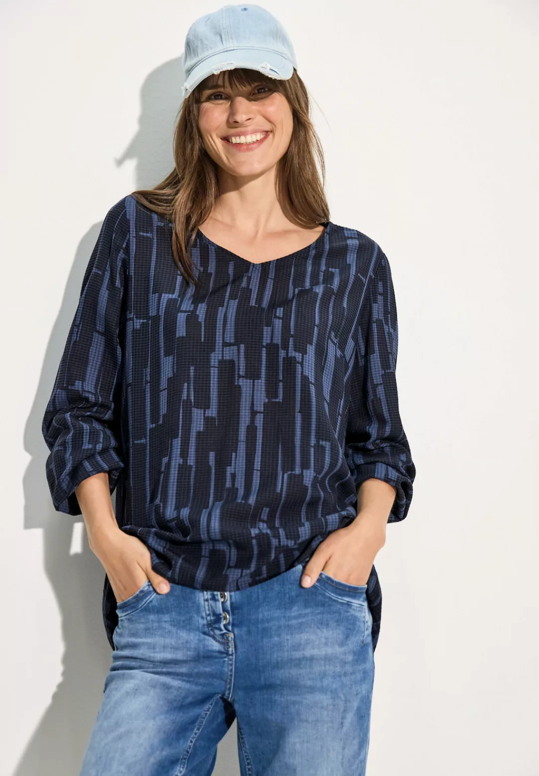 Cecil Klassische Bluse Cecil Bedruckte Bluse in Universal Blue (1-tlg) Raff günstig online kaufen