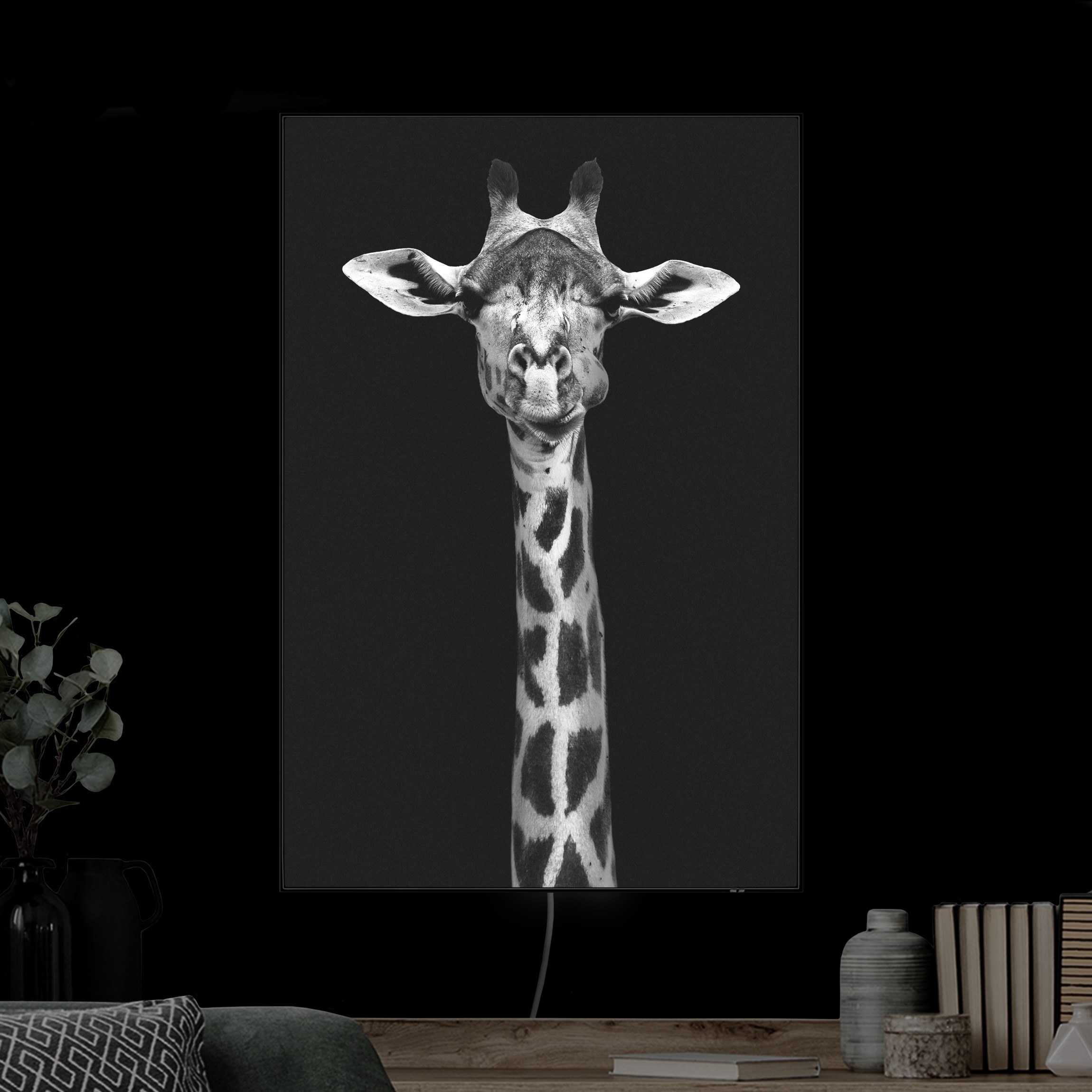 LED-Wechselbild Dunkles Giraffen Portrait günstig online kaufen