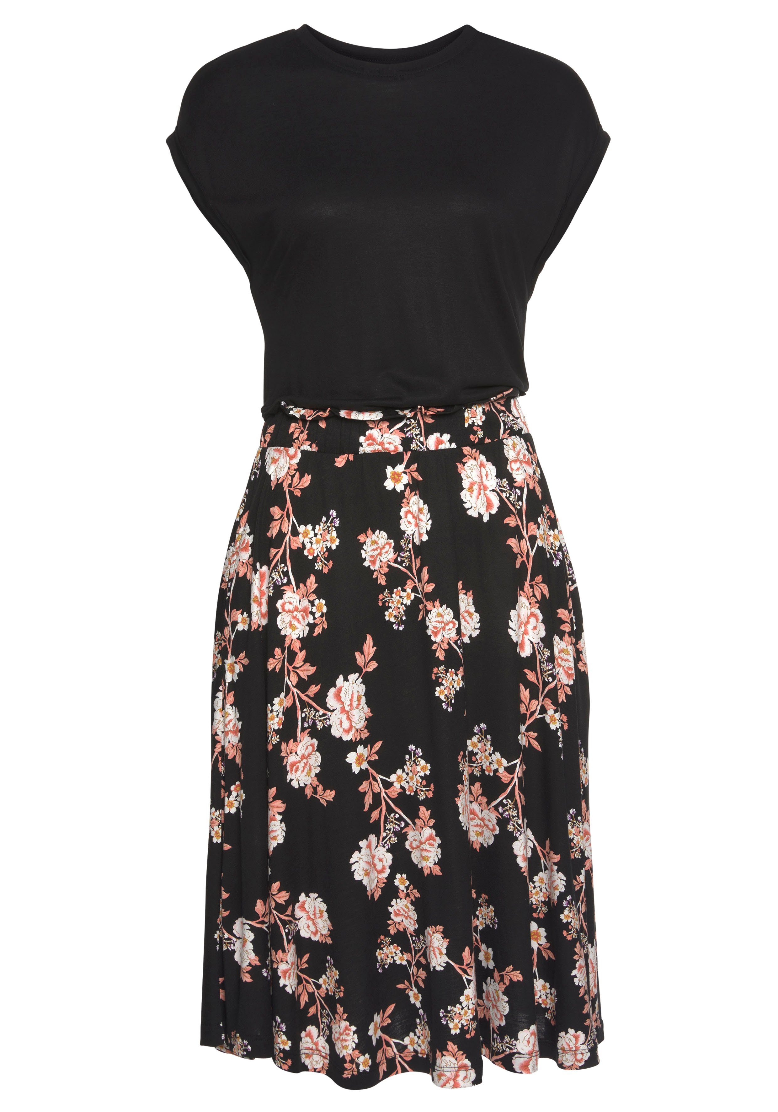 LASCANA Jerseykleid mit Paperbag-Bund und bedrucktem günstig online kaufen