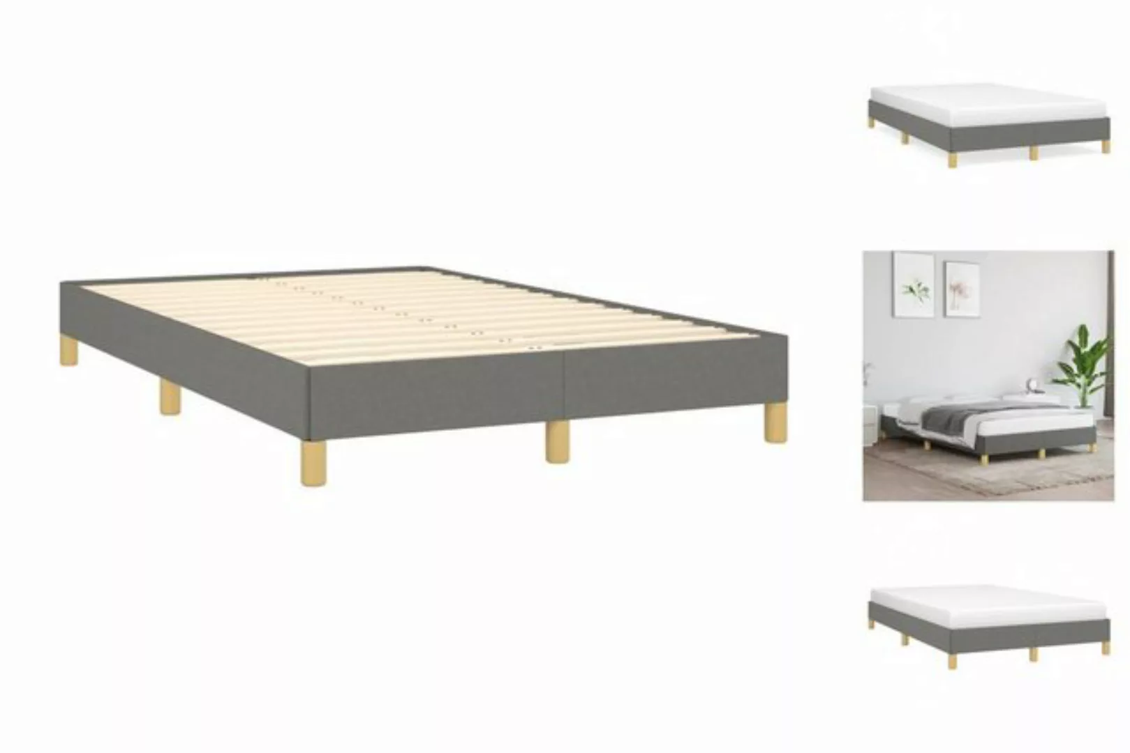 vidaXL Bettgestell Bettgestell Dunkelgrau 120x190 cm Stoff Bett Bettgestell günstig online kaufen