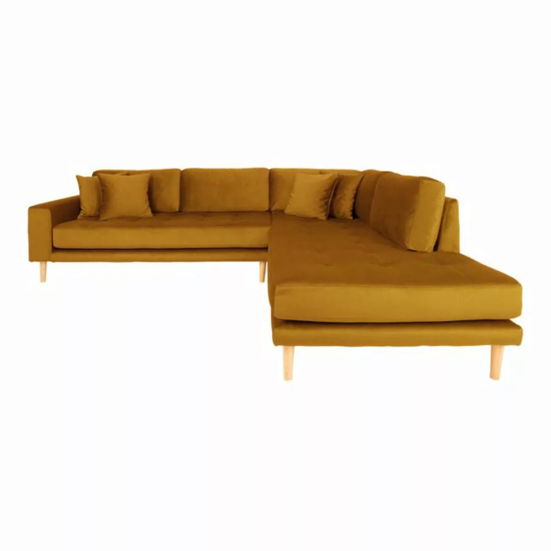 House Nordic Ecksofa Lido, in Senfgelb, Velour - 76x220cm (HxT) günstig online kaufen