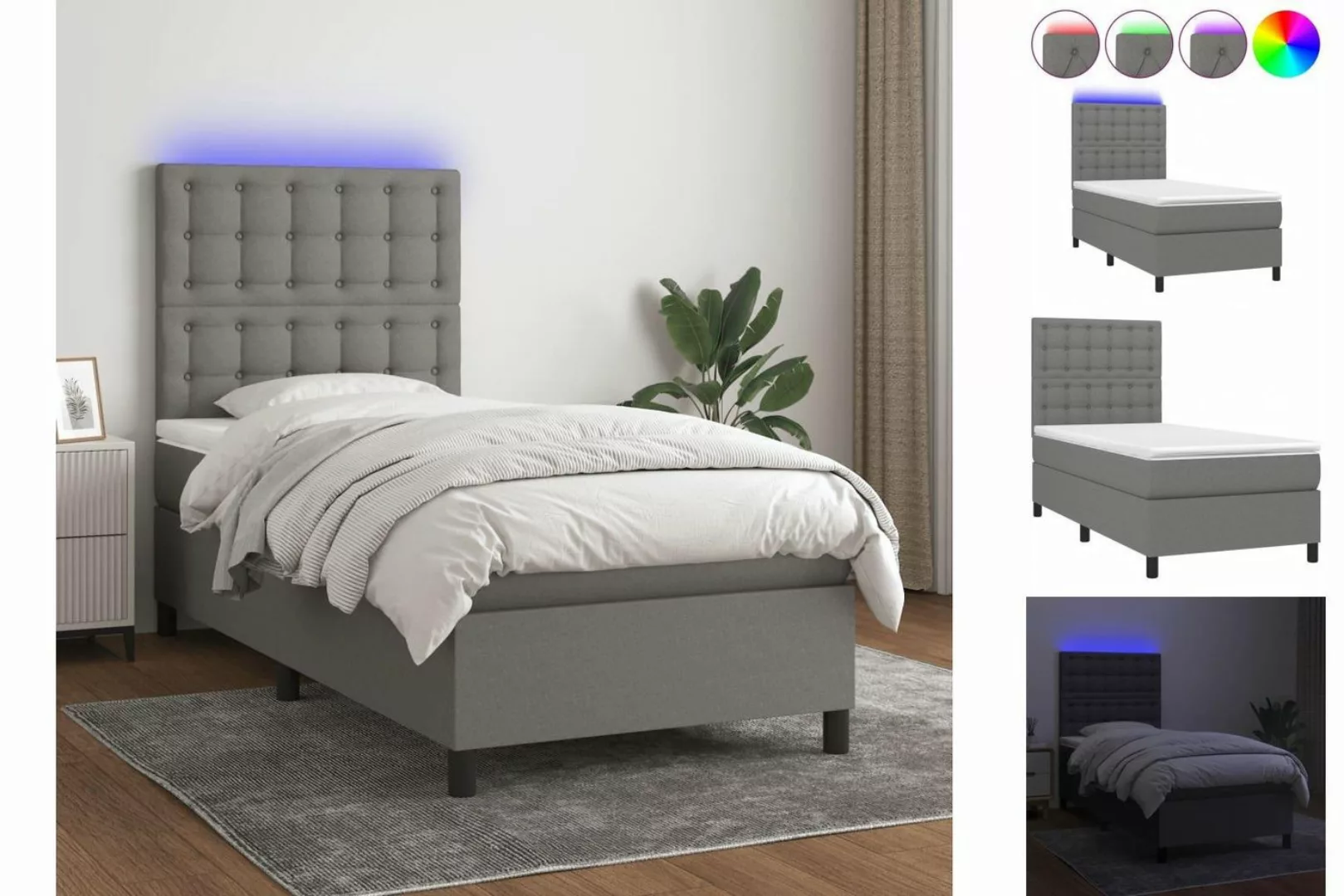 vidaXL Boxspringbett Bett Boxspringbett mit Matratze & LED Stoff (80 x 200 günstig online kaufen