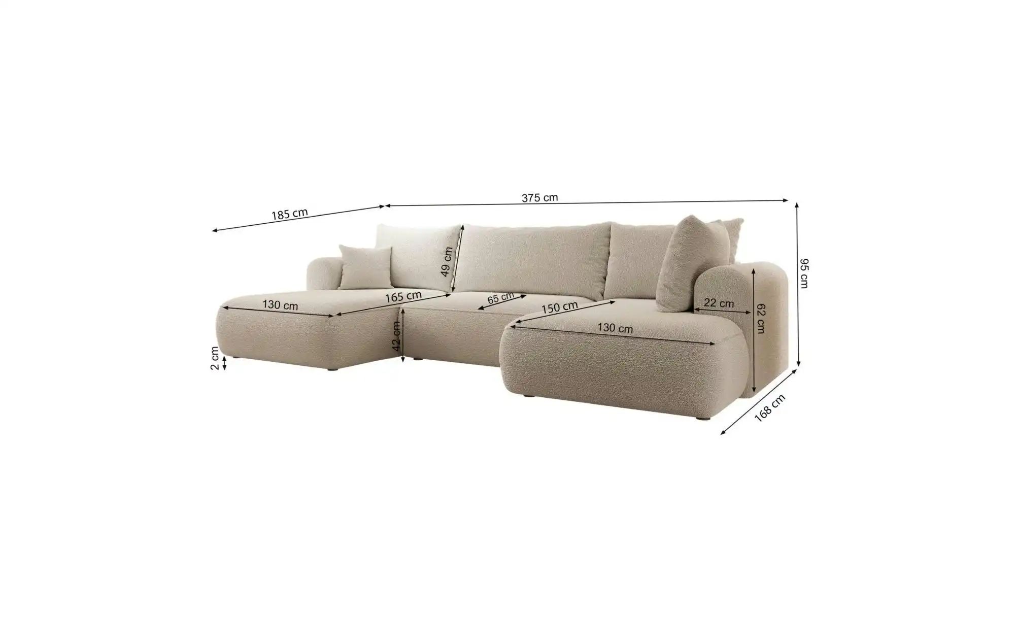 Selsey Wohnlandschaft mit Schlaffunktion Ovo ¦ creme ¦ Maße (cm): B: 375 H: günstig online kaufen