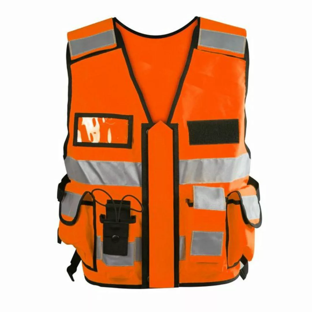 OBRAMO Warnweste Einsatz-Warnweste Sicherheitsweste Reflektierend Orange 5X günstig online kaufen