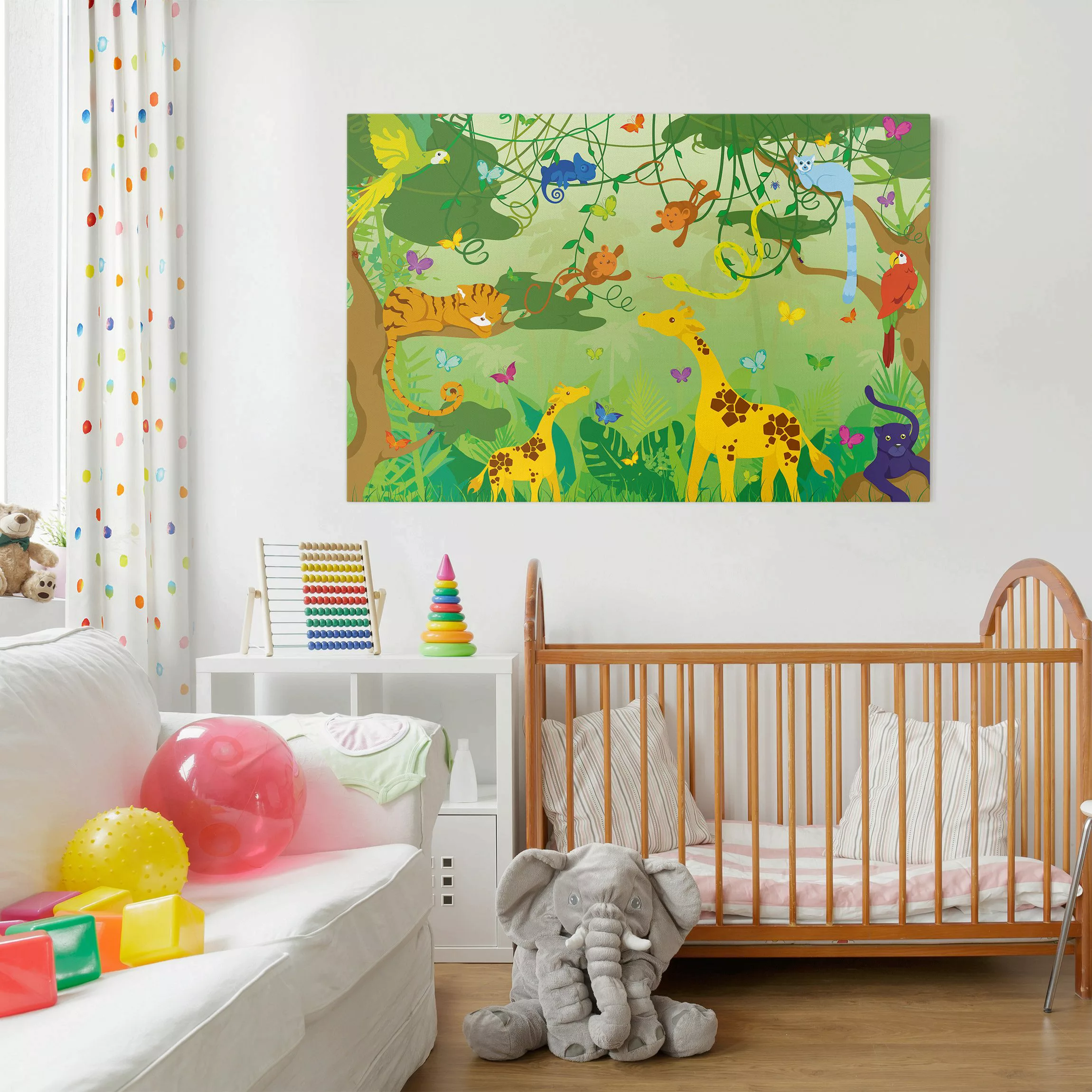 Leinwandbild Kinderzimmer - Querformat Dschungelspiel günstig online kaufen