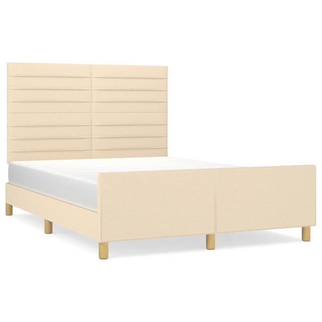 vidaXL Bettgestell Bettrahmen mit Kopfteil Creme 140x190 cm Stoff Bett Bett günstig online kaufen