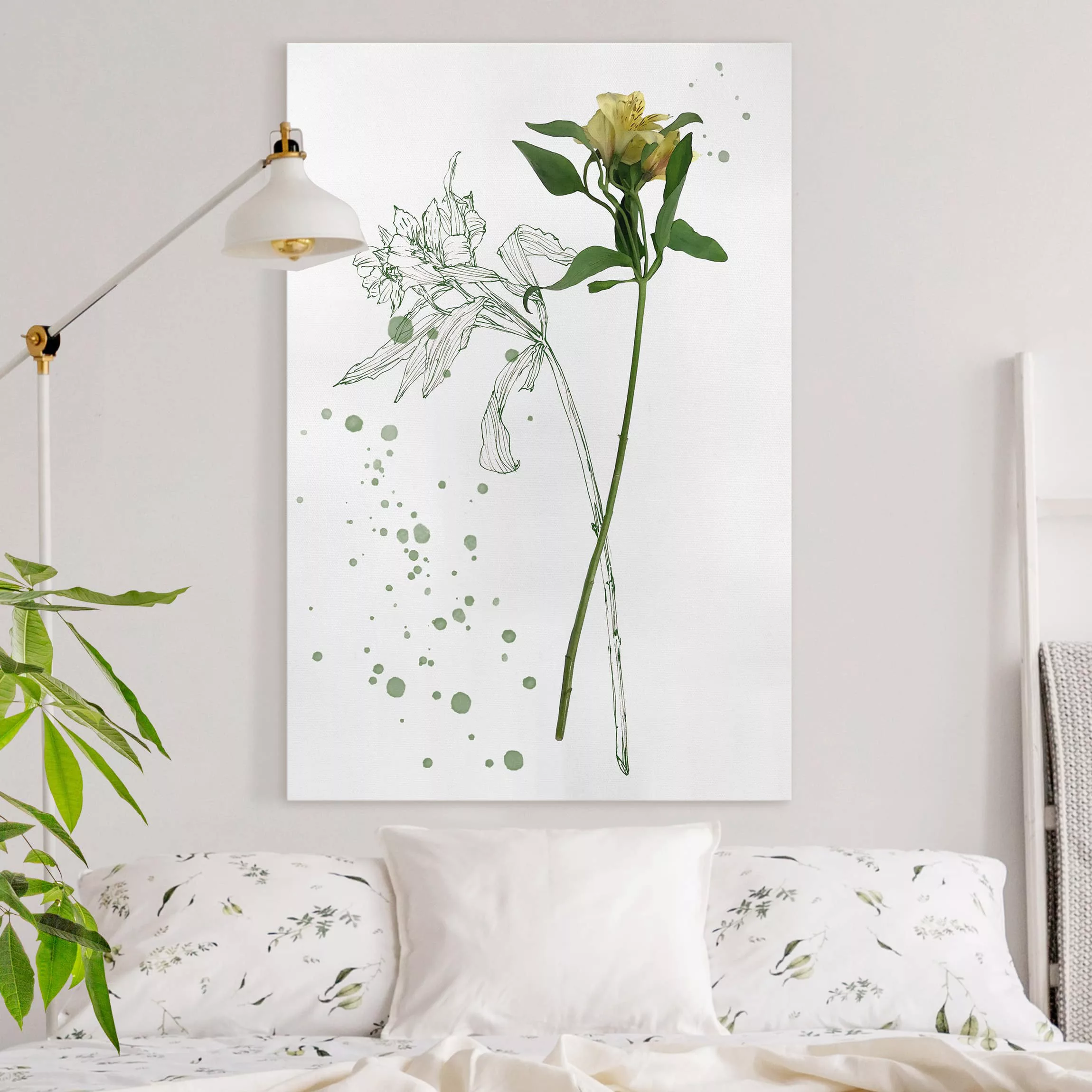 Leinwandbild Botanik - Hochformat Botanisches Aquarell - Lilie günstig online kaufen