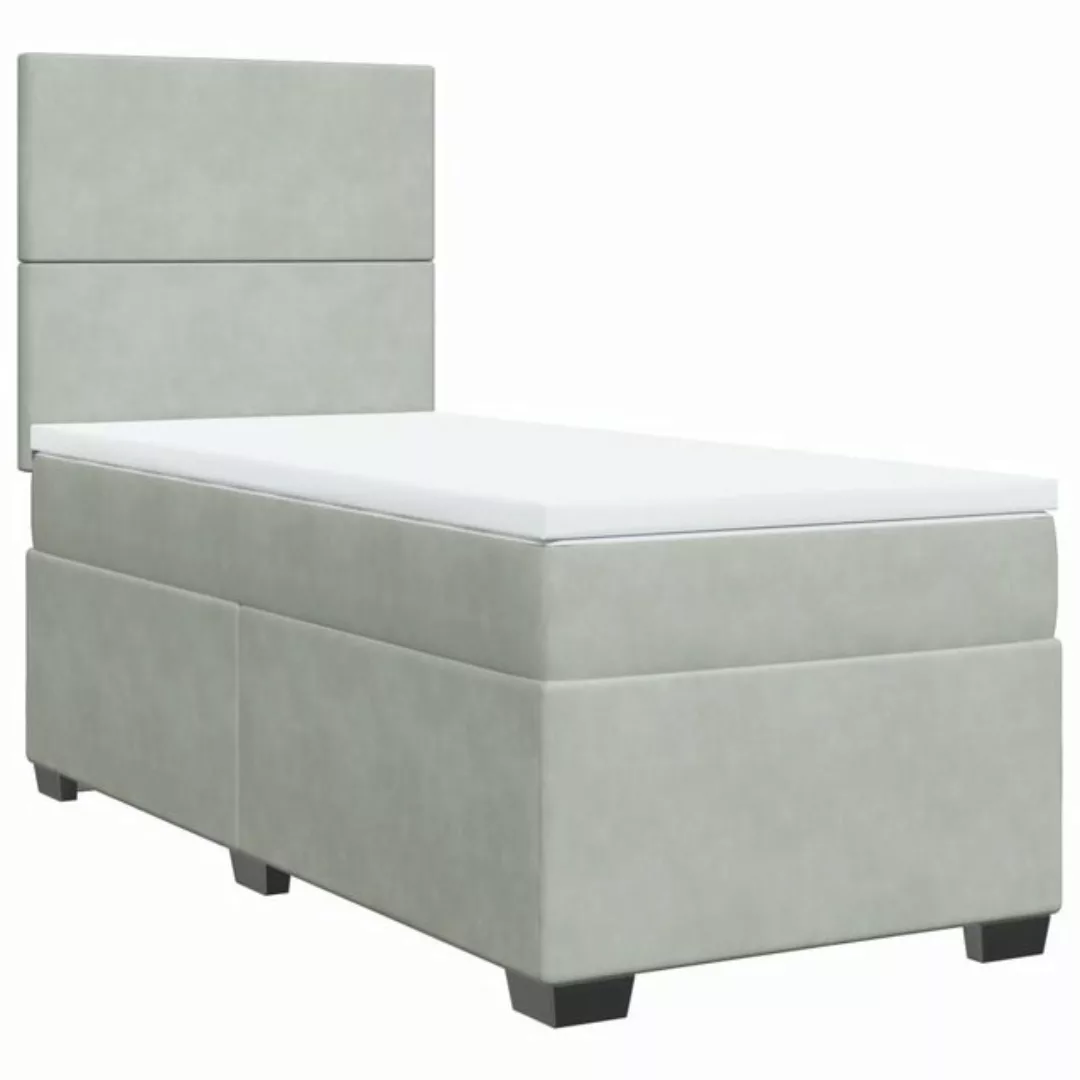 vidaXL Bett Boxspringbett mit Matratze Hellgrau 80x200 cm Samt günstig online kaufen