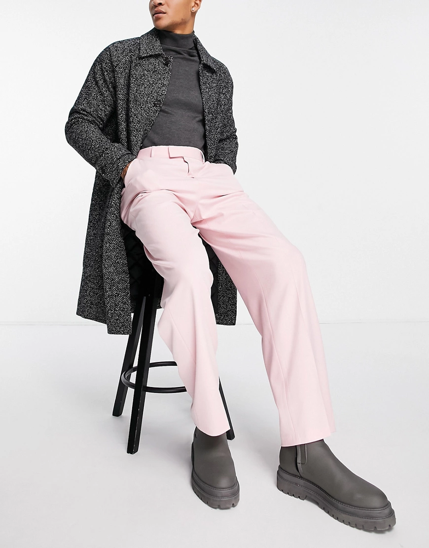 ASOS DESIGN – Elegante weite Hose in Pastellrosa günstig online kaufen