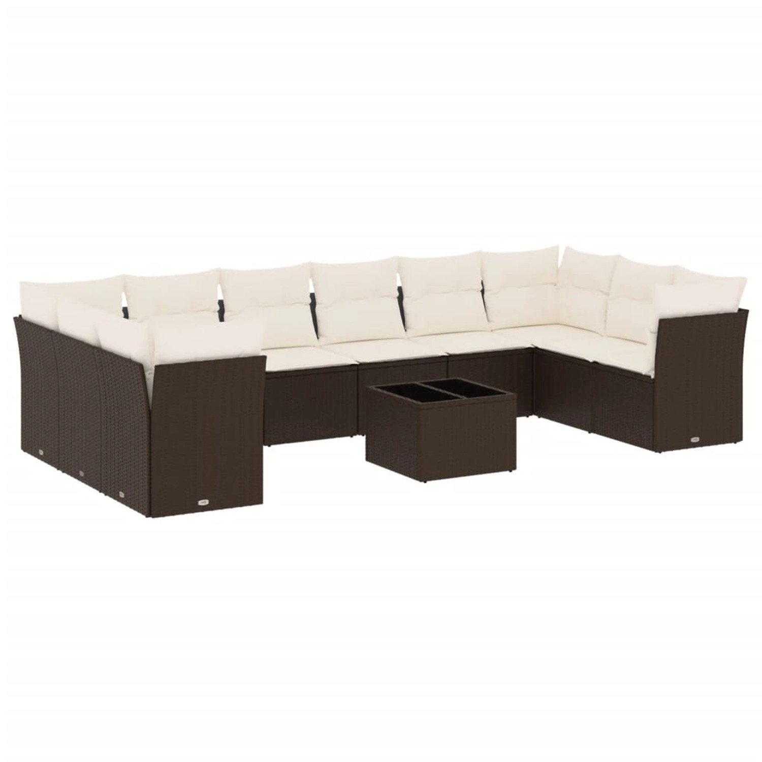 vidaXL 11-Tlg Garten-Sofagarnitur mit Kissen Braun Poly Rattan 3218213 günstig online kaufen