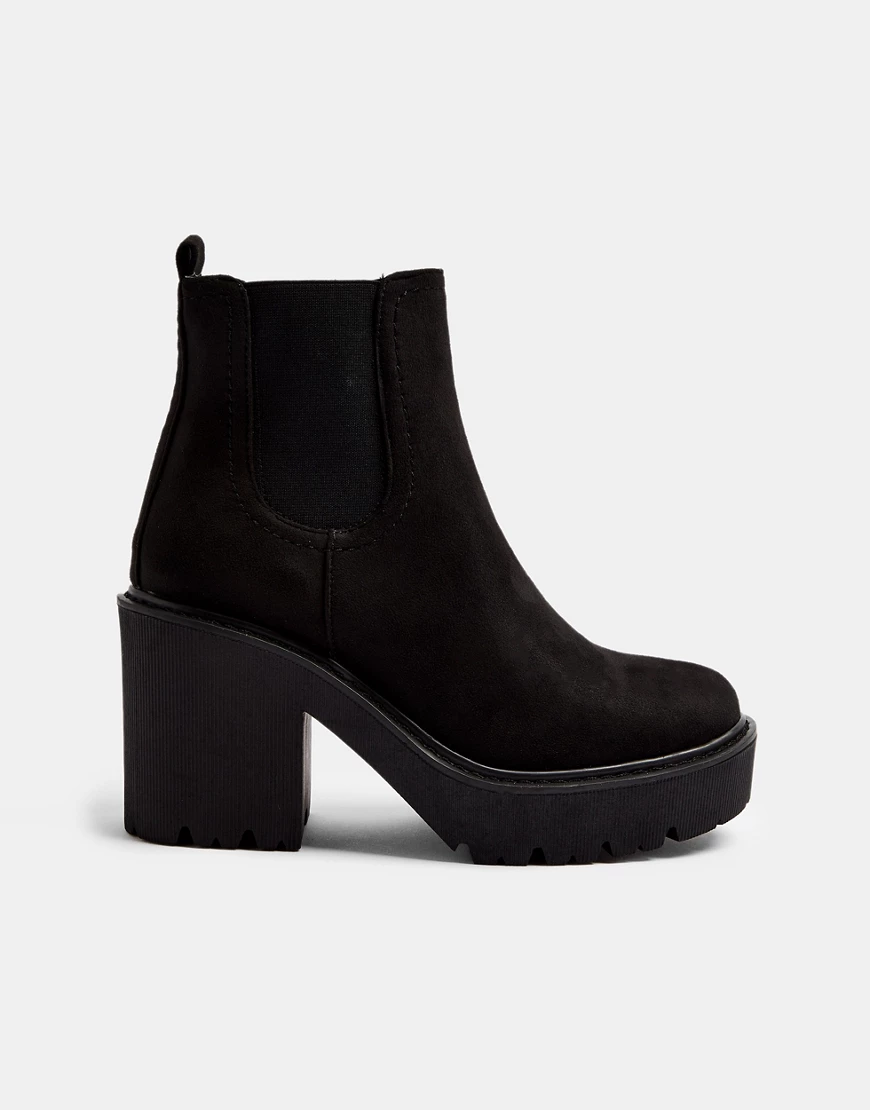 Topshop – Chelsea-Stiefel mit klobigem Absatz in Schwarz günstig online kaufen