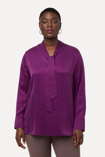 Ulla Popken Longbluse Cuprobluse Schluppe V-Ausschnitt Langarm günstig online kaufen