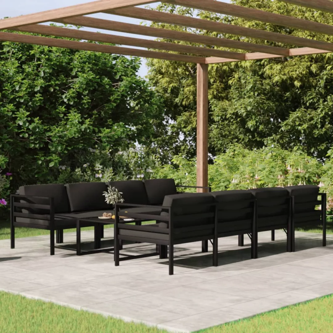Vidaxl 9-tlg. Garten-lounge-set Mit Kissen Aluminium Anthrazit günstig online kaufen