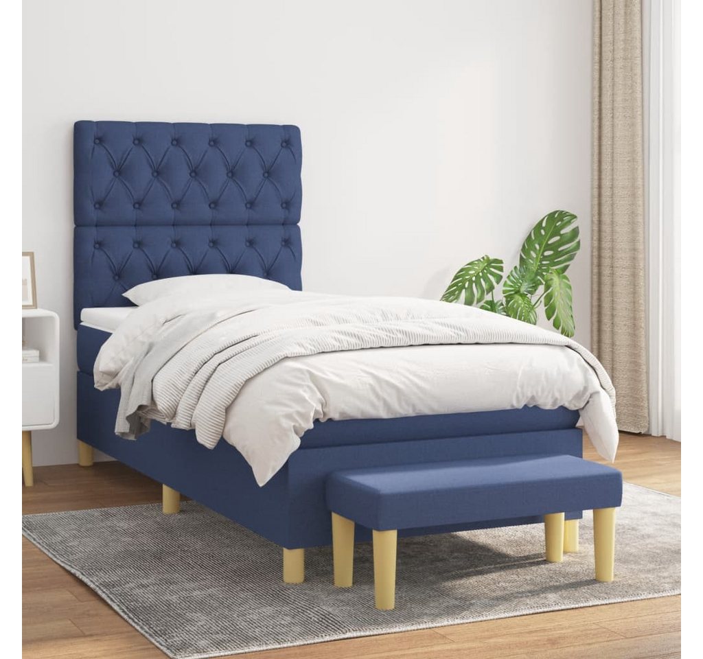 vidaXL Boxspringbett, Boxspringbett mit Matratze Grau 90x190 cm Kunstleder günstig online kaufen