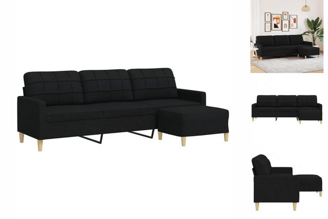 vidaXL Sofa, 3-Sitzer-Sofa mit Hocker Schwarz 210 cm Stoff günstig online kaufen