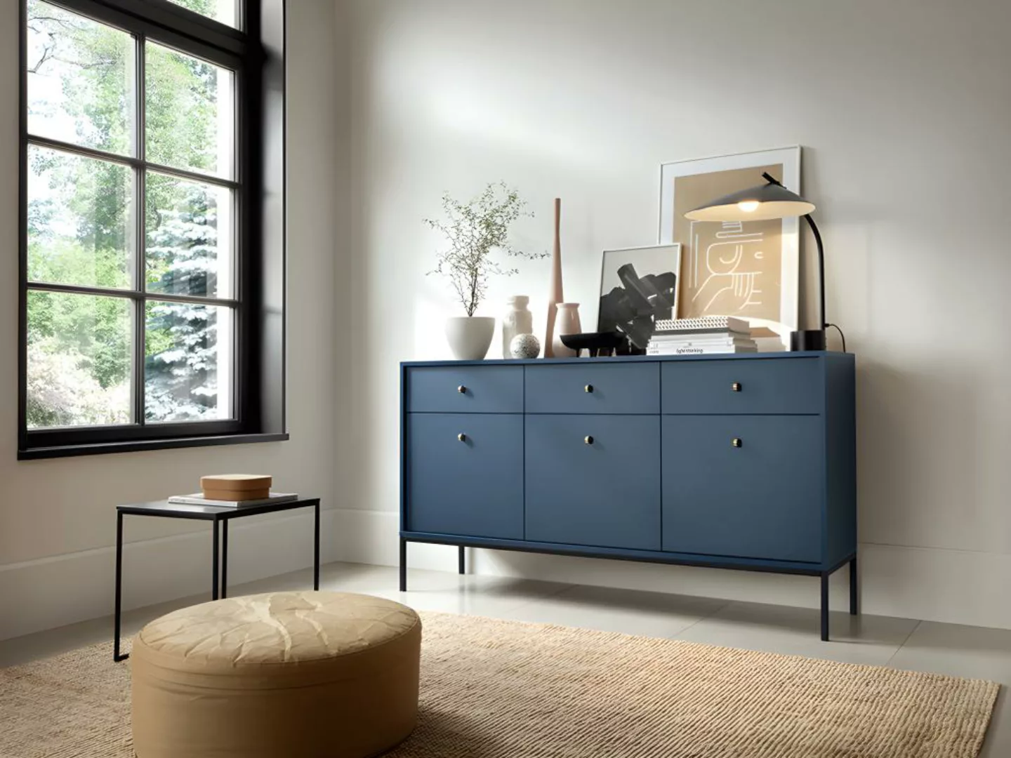 Sideboard mit 3 Türen & 3 Schubladen - Blau - BOGDAN günstig online kaufen