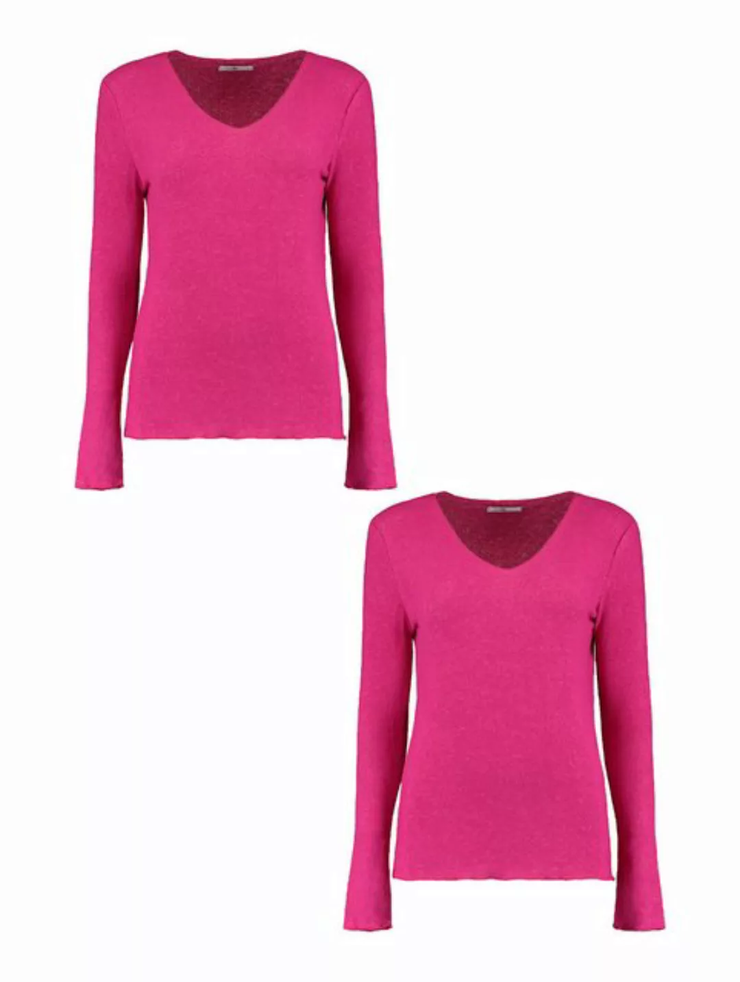 HaILY’S Longpullover Shirt 2er-Set Langarm mit lockerem Schnitt V-Ausschnit günstig online kaufen