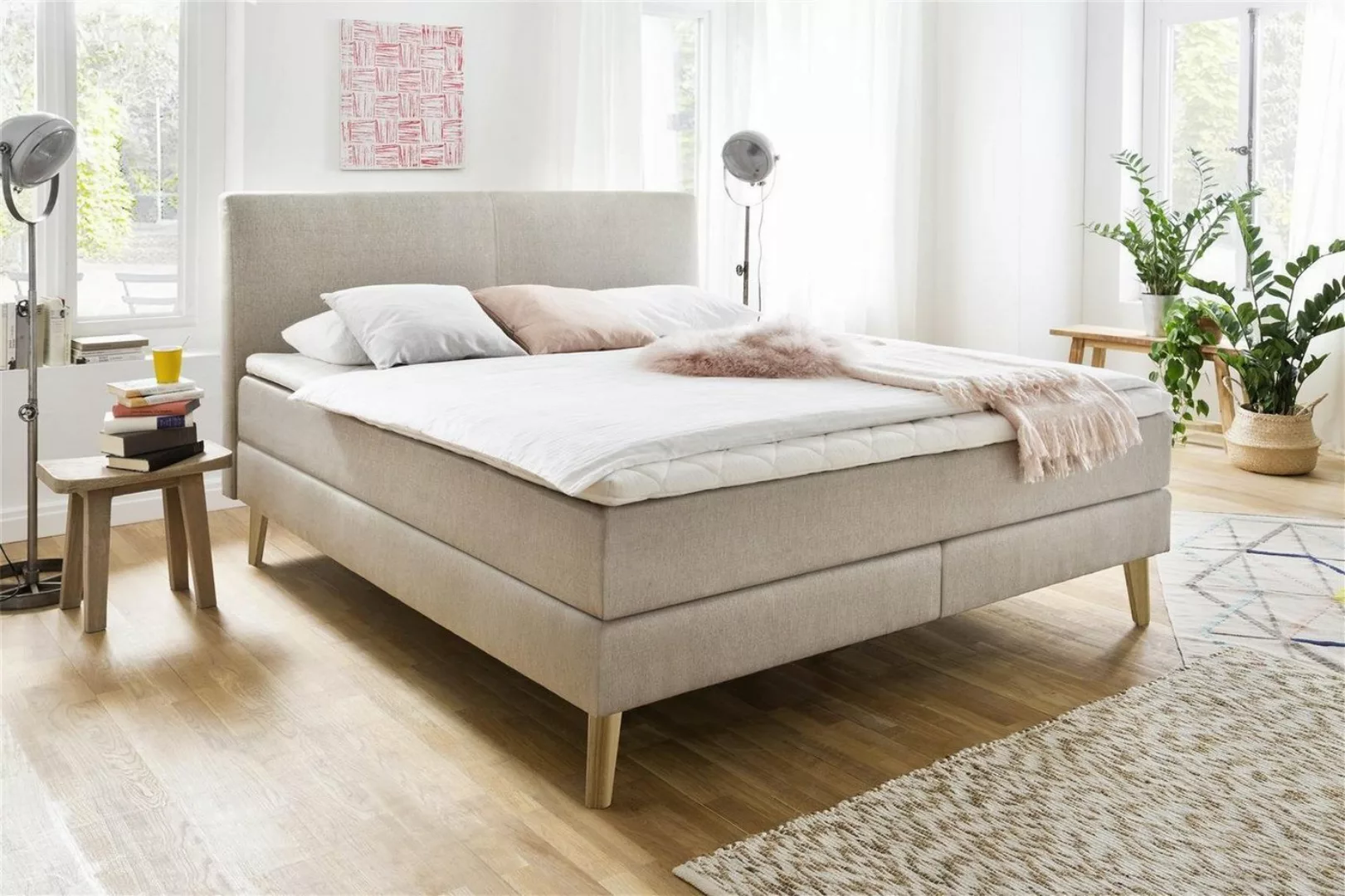 möbelando Boxspringbett Greta, Boxspringbett Greta mit Stoffbezug Porto bei günstig online kaufen