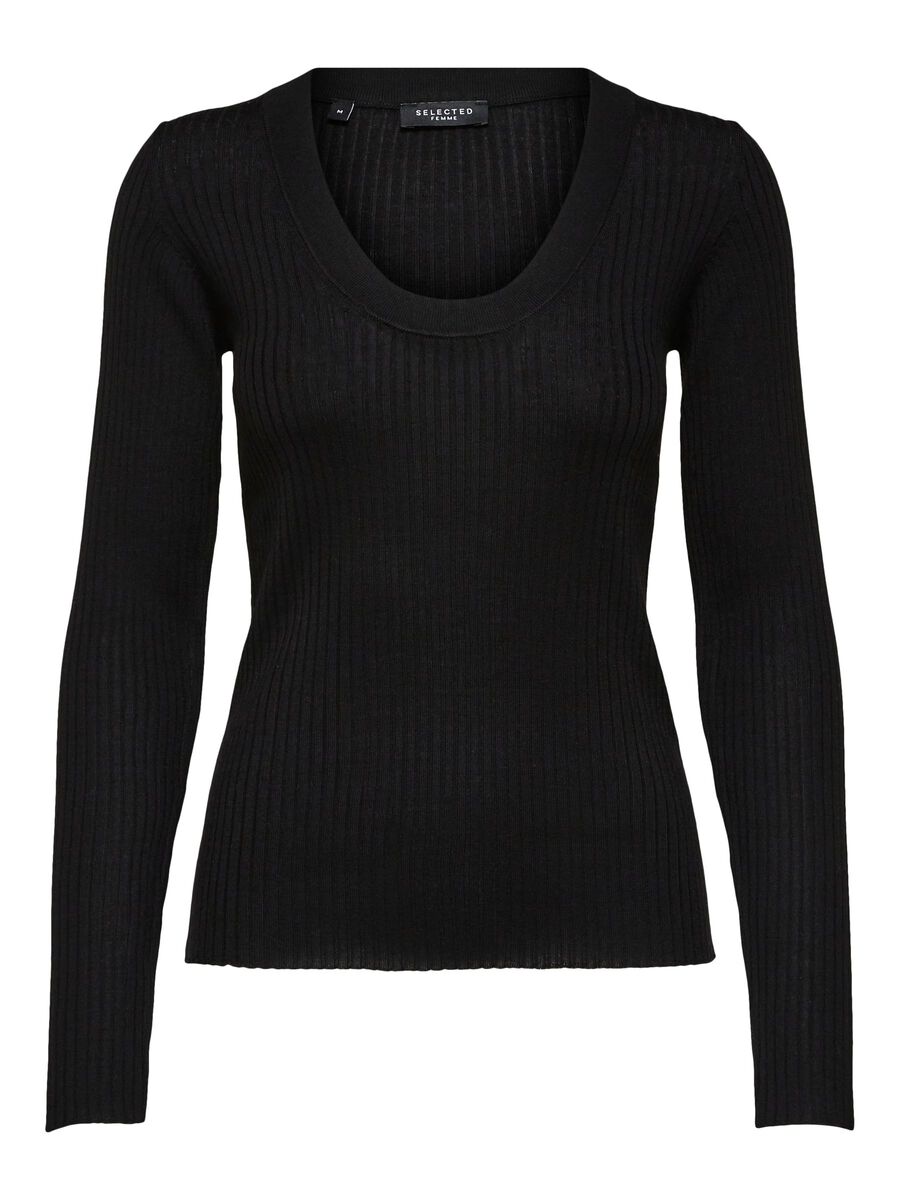 Selected Costa Deep U-ausschnitt Sweater S Black günstig online kaufen