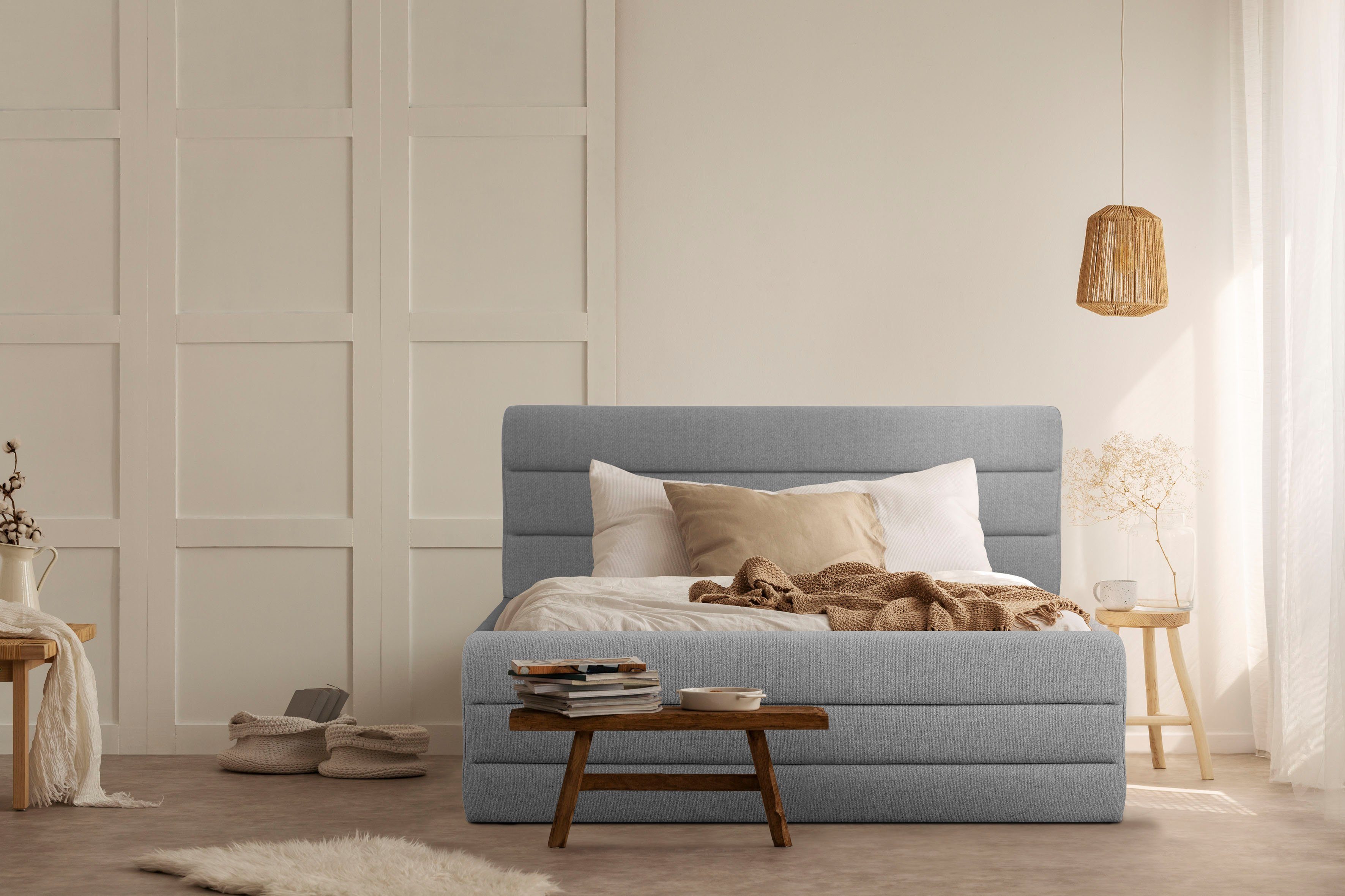 OTTO products Polsterbett "Merrit", Quernaht im Kopf- und Fußteil, in 5 Bre günstig online kaufen