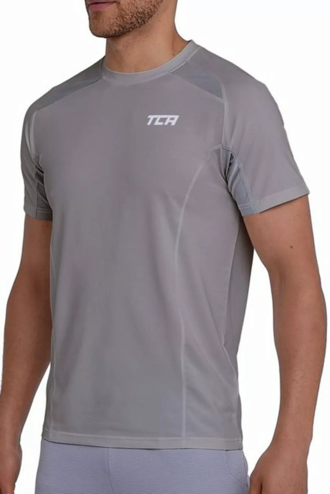 TCA T-Shirt TCA Herren Quickdry Sportshirt - Hellgrau (1-tlg) günstig online kaufen