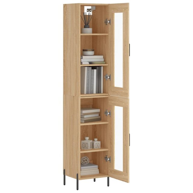 vidaXL Vitrine Highboard Sonoma-Eiche 34,5x34x180 cm Spanplatte Glas Vitrin günstig online kaufen