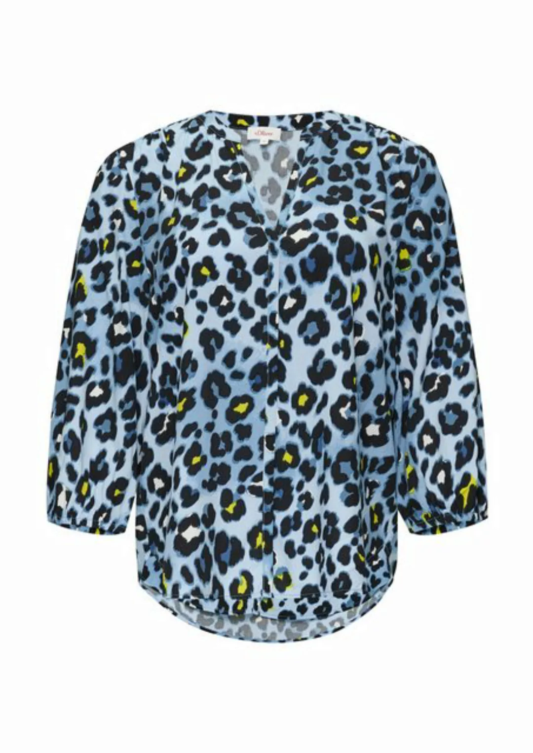 s.Oliver Langarmbluse All-over-Print-Bluse aus Viskose mit Raffungen Raffun günstig online kaufen