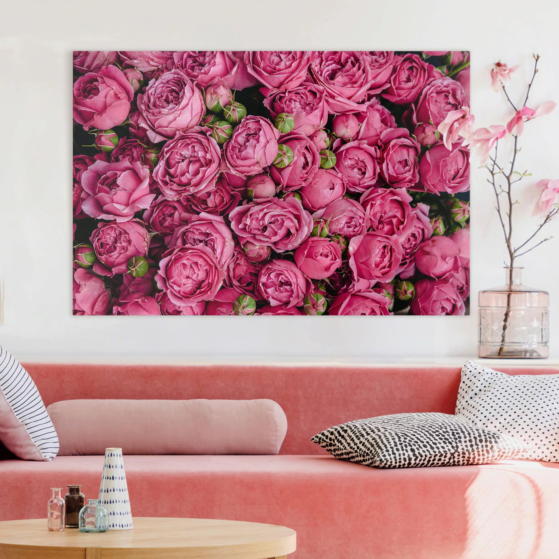 Leinwandbild Blumen - Querformat Pinke Pfingstrosen günstig online kaufen