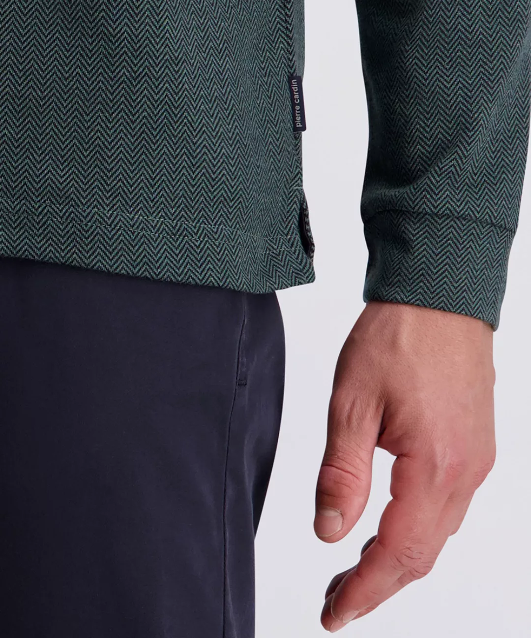 Pierre Cardin Langarm-Poloshirt, mit Fischgratmuster günstig online kaufen