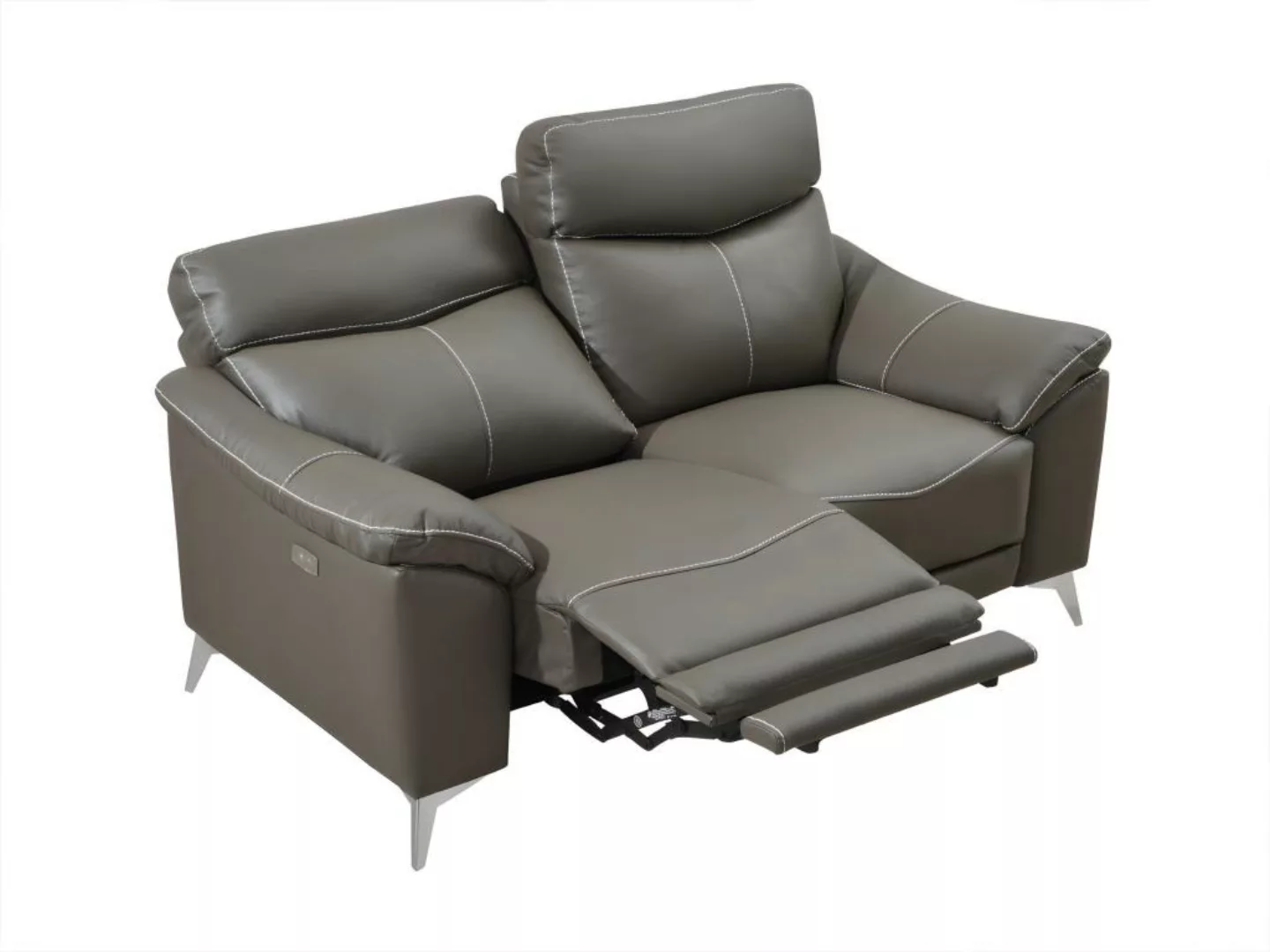 Relaxsofa elektrisch 2-Sitzer - Leder - Taupe - METRONOMYA günstig online kaufen