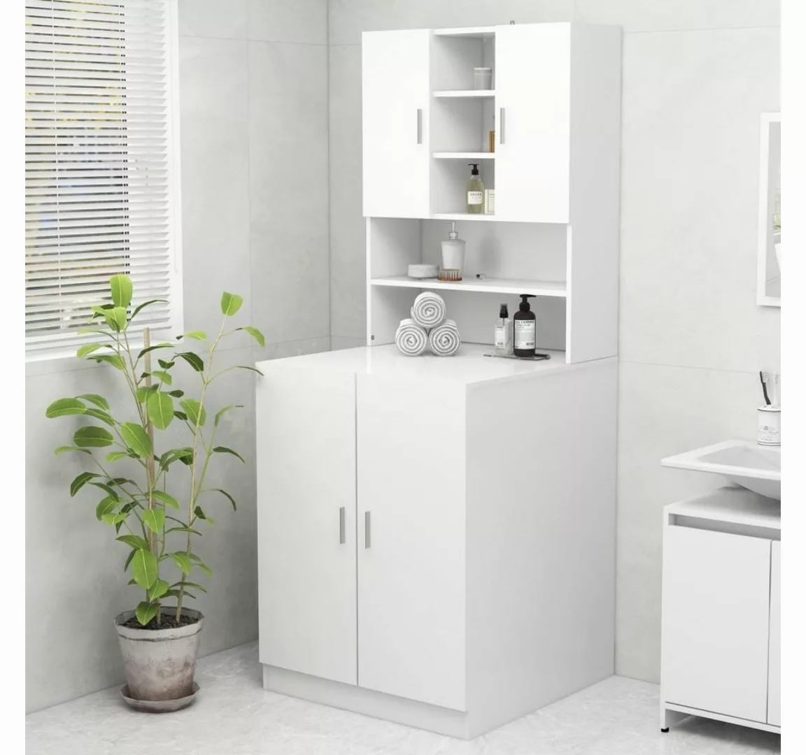 DOTMALL Waschmaschinenunterschrank Waschmaschinenschrank Hochglanz-Weiß, sc günstig online kaufen
