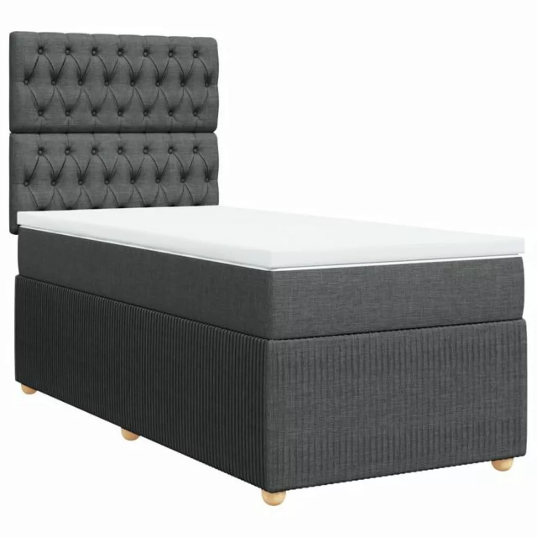 vidaXL Bett Boxspringbett mit Matratze Dunkelgrau 80x200 cm Stoff günstig online kaufen