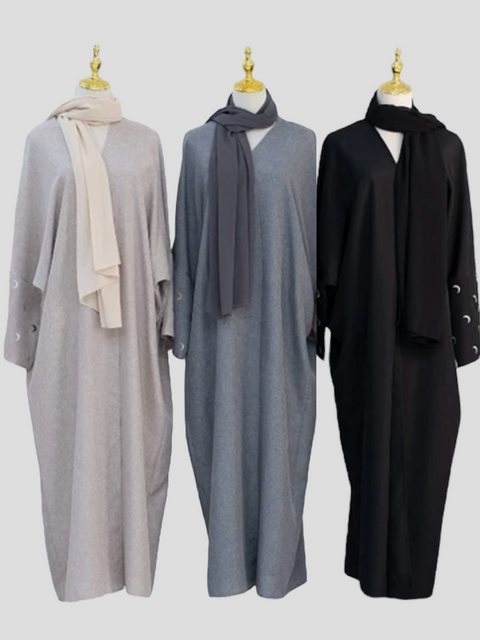 Aymasal Maxikleid 2er Set Hijab & Moon Kimono Mond Abaya Kaftan Gebetskleid günstig online kaufen