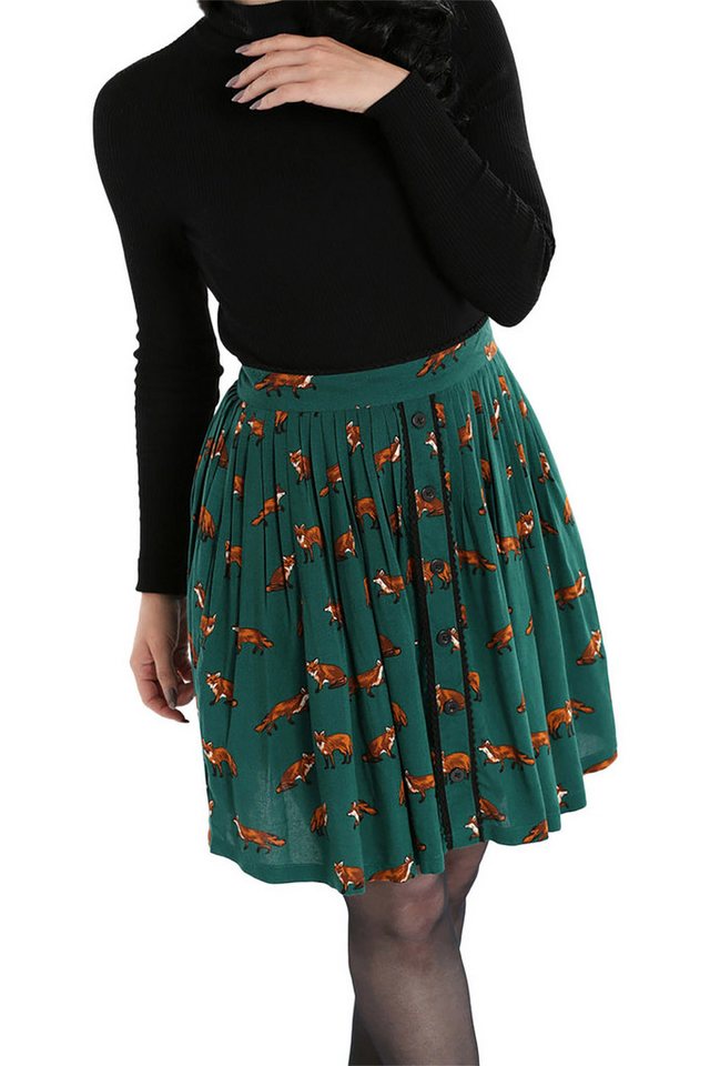 Hell Bunny A-Linien-Rock Vixey Skirt Grün Retro Vintage Swing günstig online kaufen