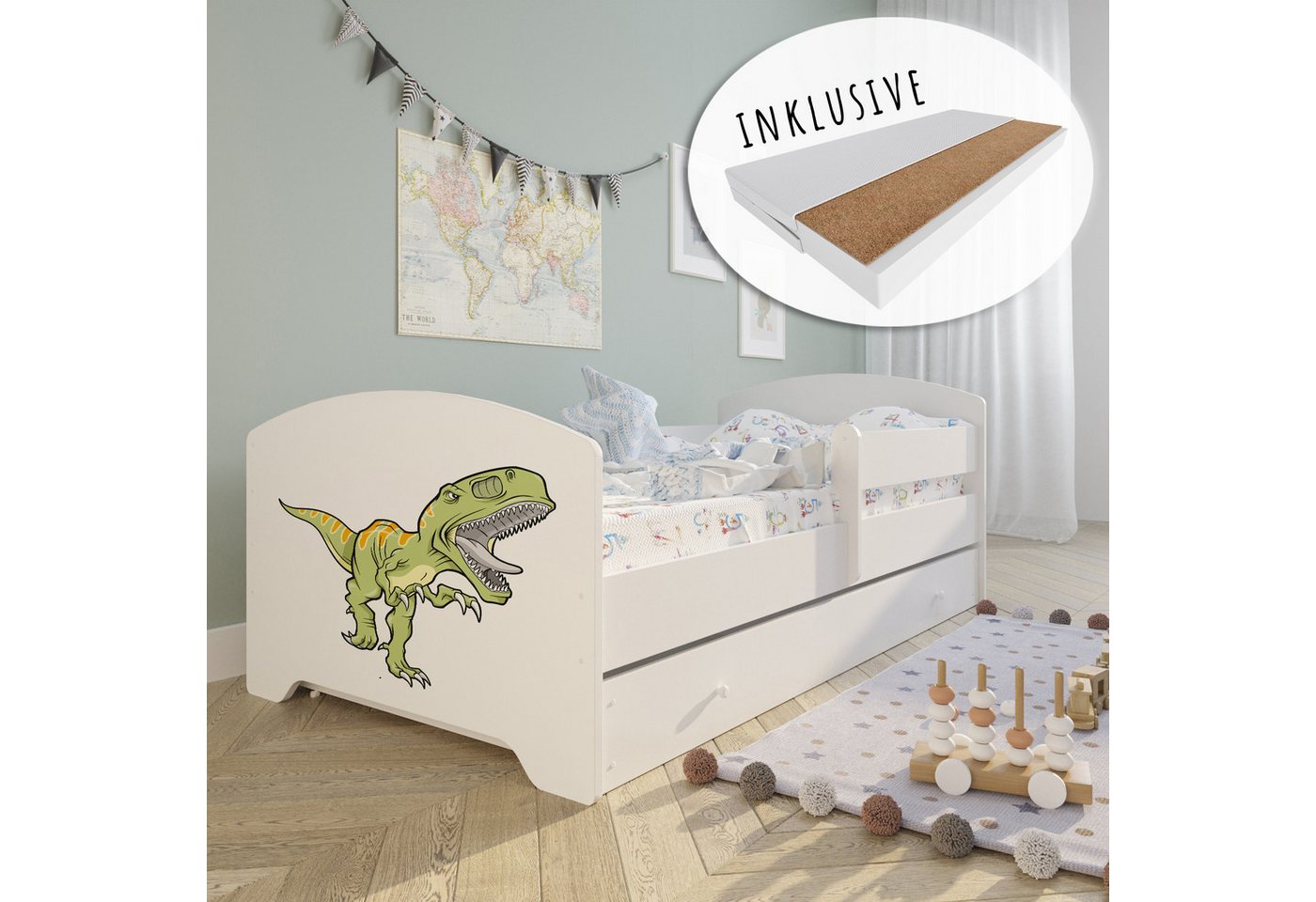 Kids Collective Kinderbett Komplettbett 70x140 cm, 80x160 cm mit Matratze u günstig online kaufen