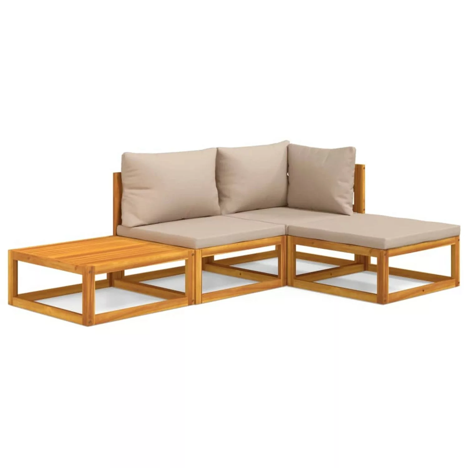 Vidaxl 4-tlg. Garten-lounge-set Mit Taupe Kissen Massivholz günstig online kaufen