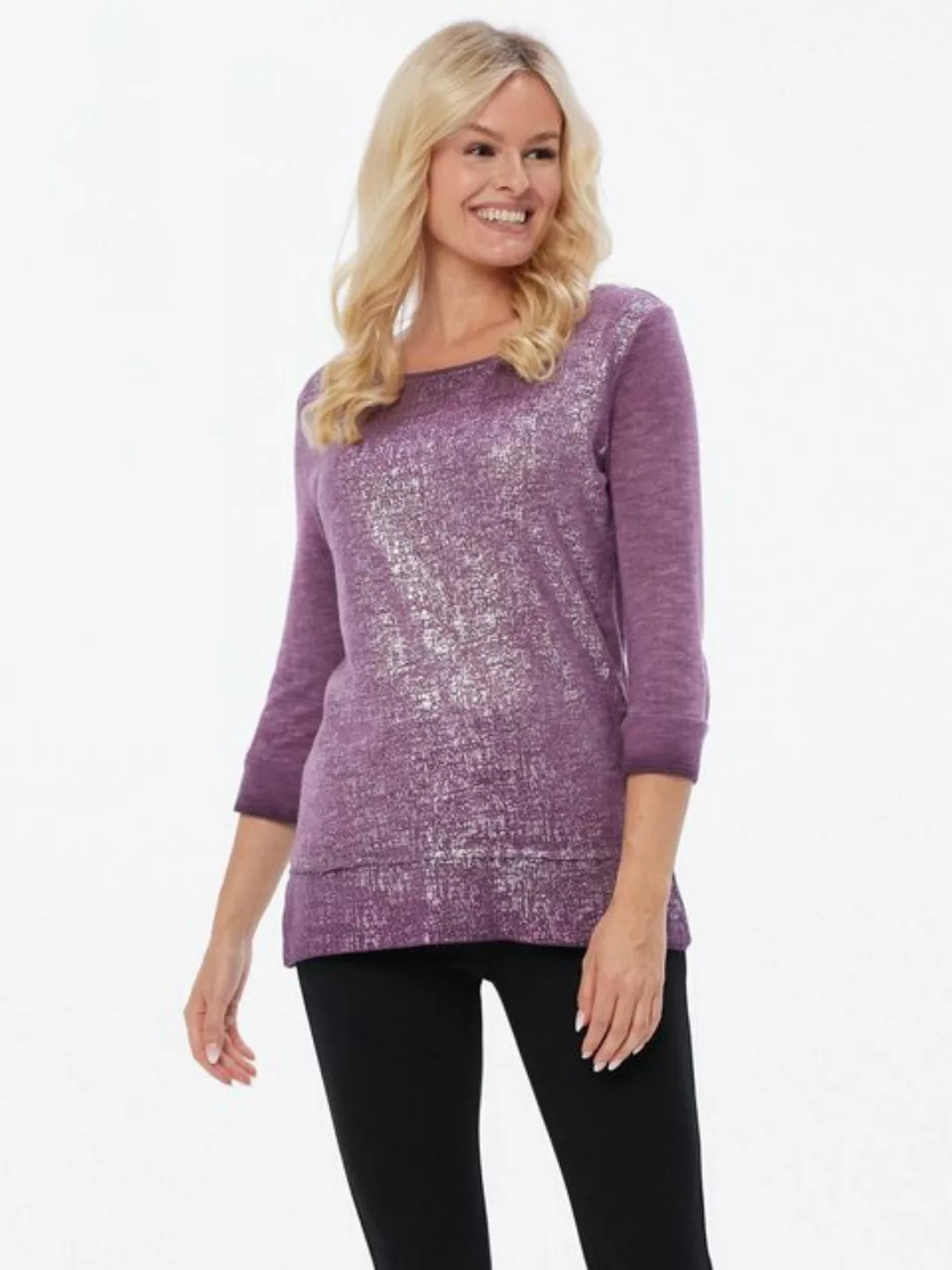 Body Needs 3/4 Arm-Pullover Feinstrickshirt koerpernah in Jeans Optik günstig online kaufen