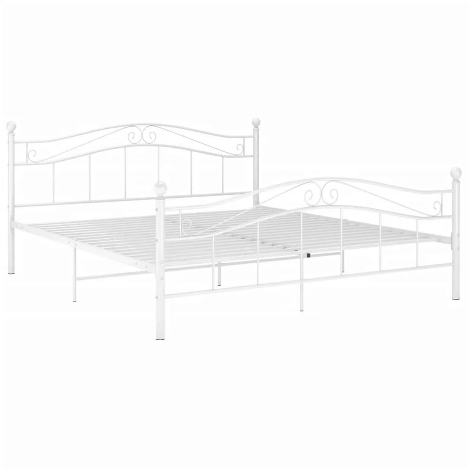 vidaXL Bettgestell Bett Weiß Metall 200x200 cm Bettrahmen Bettgestell günstig online kaufen