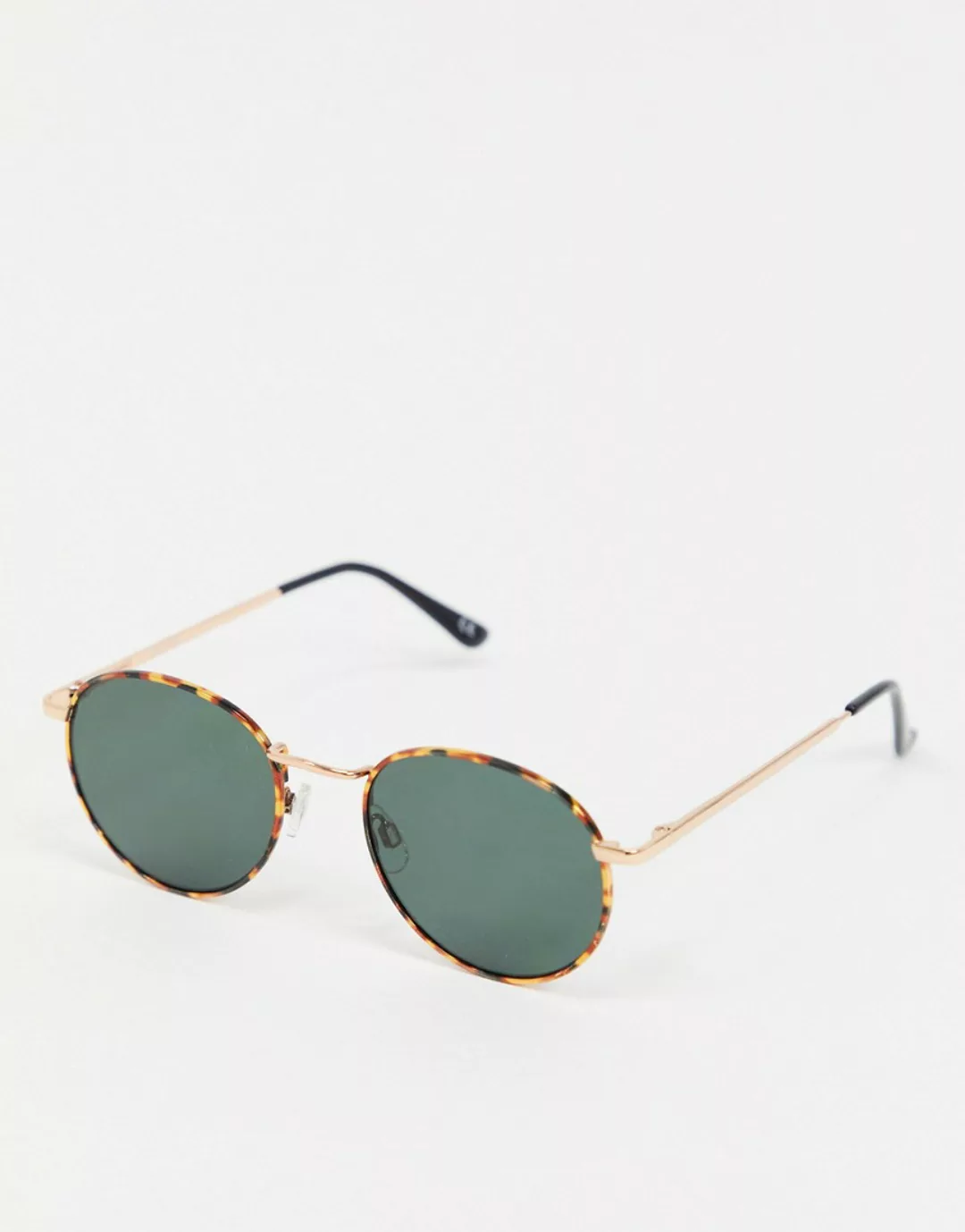 ASOS DESIGN – Runde Metall-Sonnenbrille aus Schildpatt mit G15 Gläsern-Brau günstig online kaufen