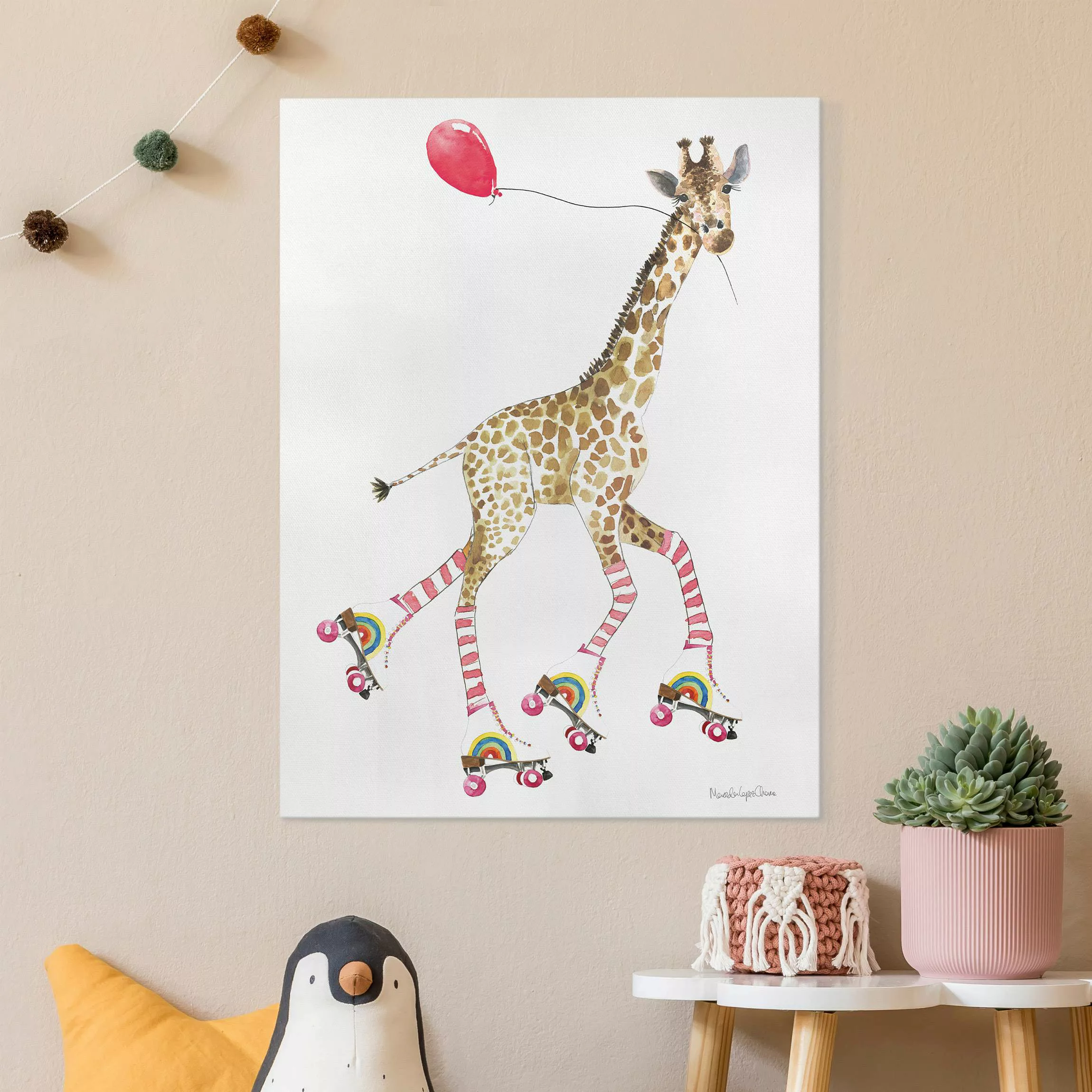 Leinwandbild Giraffe auf Freudenfahrt günstig online kaufen
