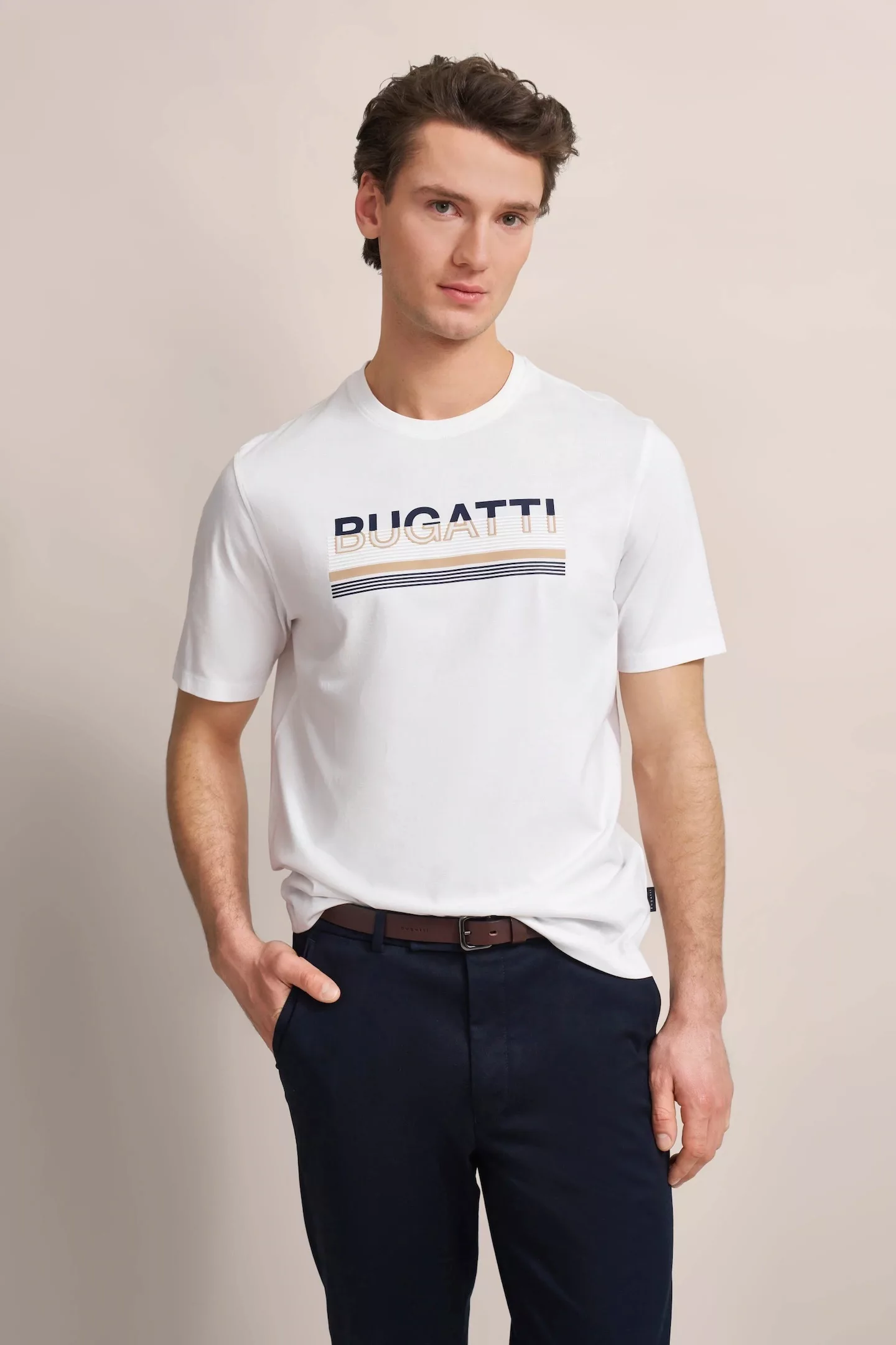 bugatti T-Shirt, mit gummiertem Logo-Print günstig online kaufen