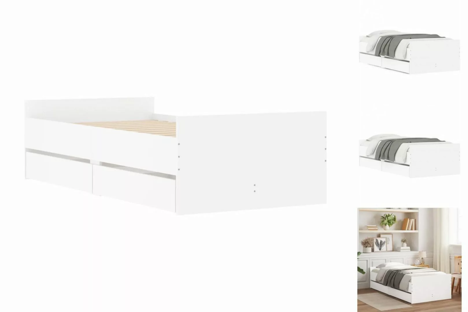 vidaXL Bettgestell Bettgestell mit Schubladen Weiß 90x190 cm Bett Bettgeste günstig online kaufen